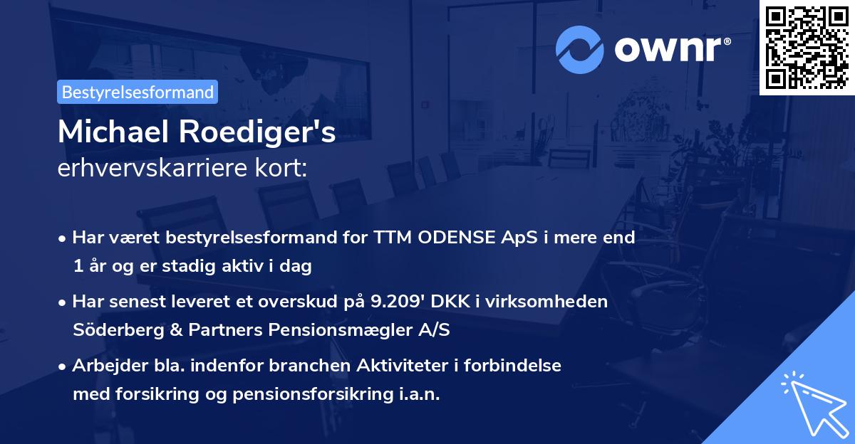 Michael Roediger's erhvervskarriere kort
