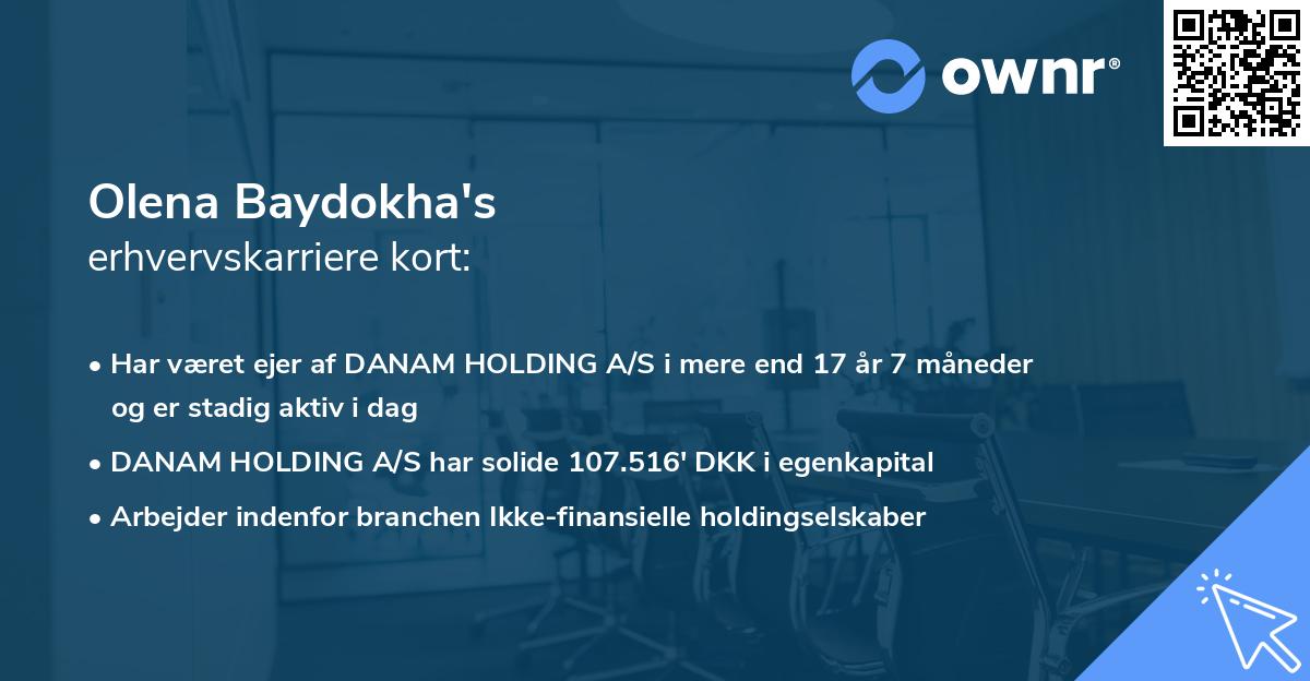 Olena Baydokha's erhvervskarriere kort