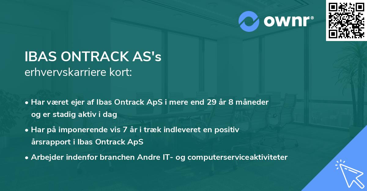 IBAS ONTRACK AS's erhvervskarriere kort