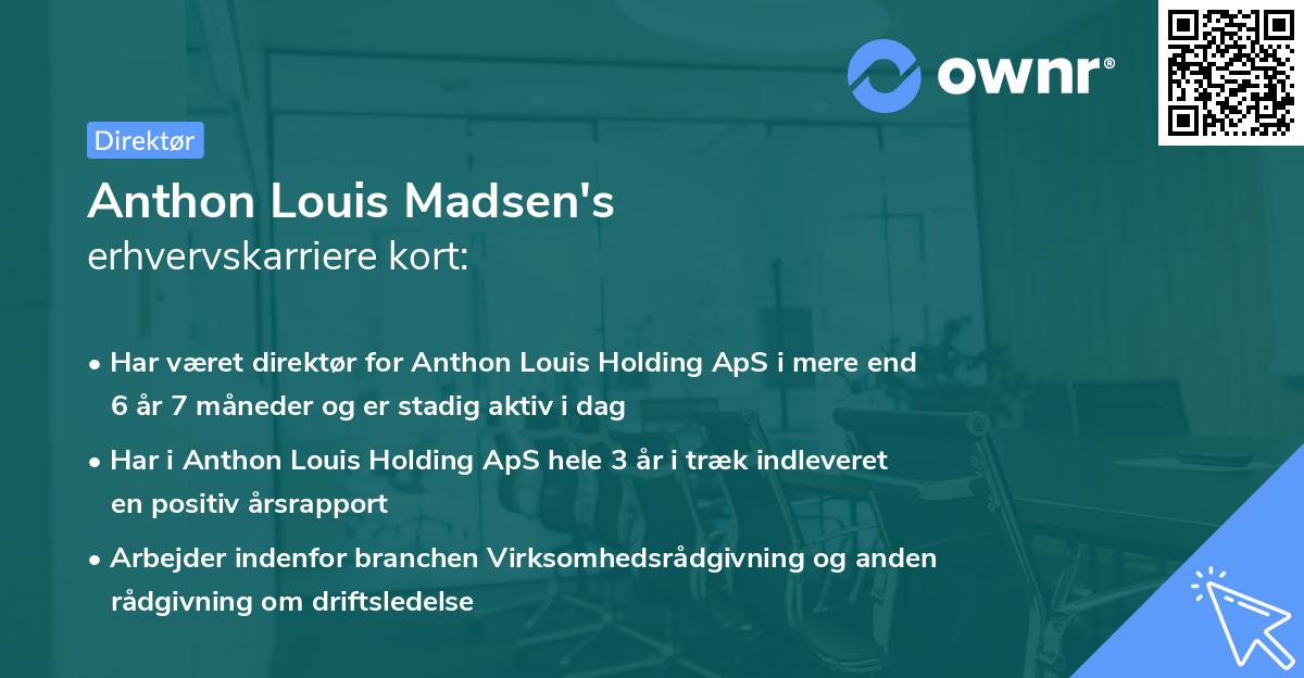 Anthon Louis Madsen's erhvervskarriere kort