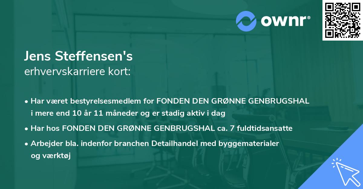 Jens Steffensen's erhvervskarriere kort