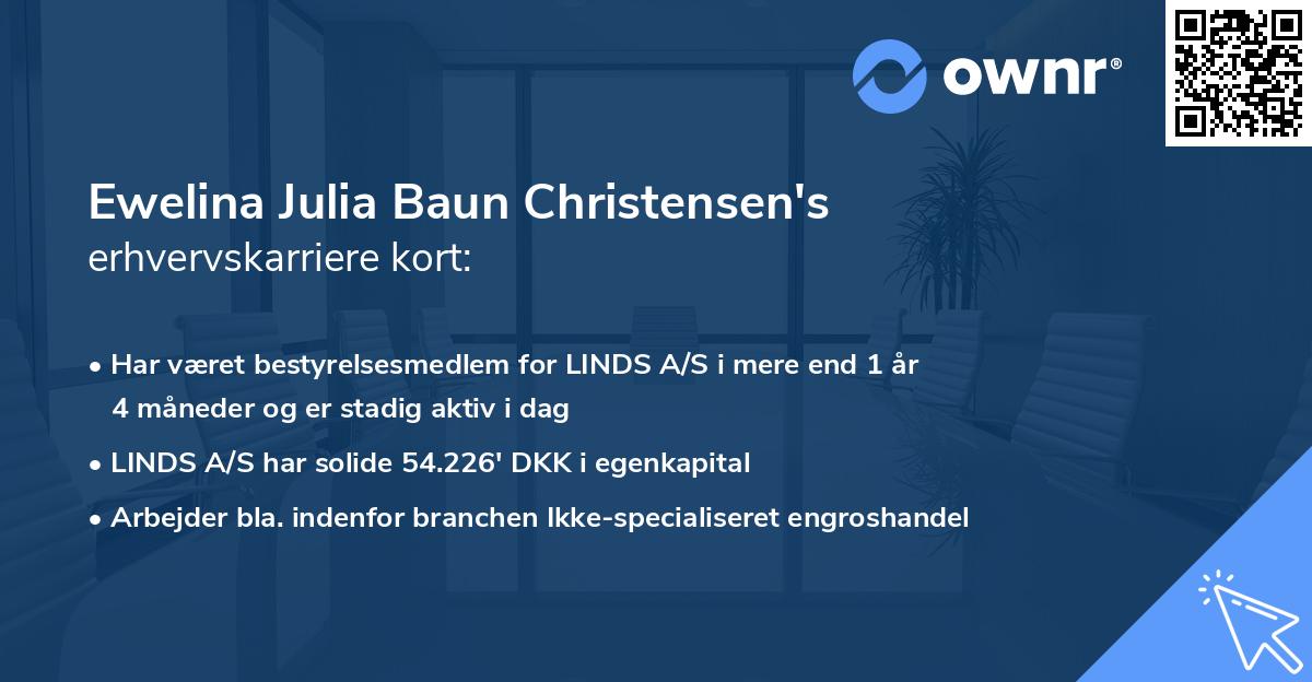 Ewelina Julia Baun Christensen's erhvervskarriere kort