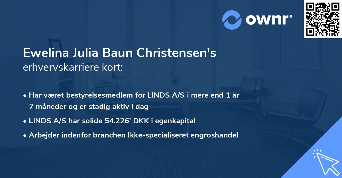 Ewelina Julia Baun Christensen's erhvervskarriere kort