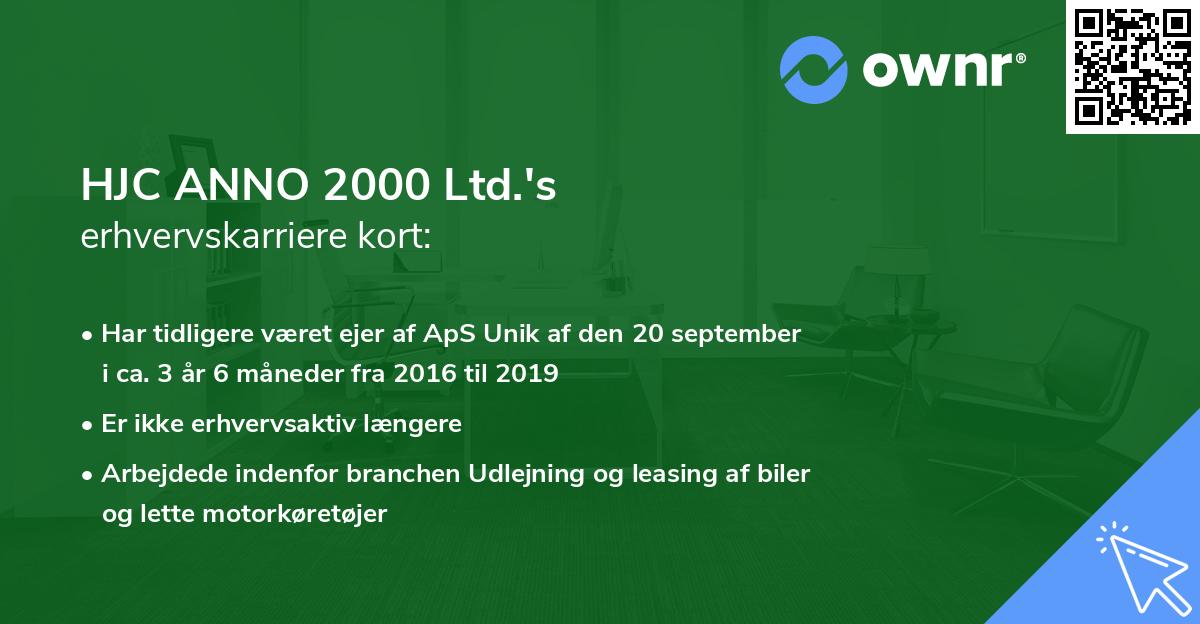 HJC ANNO 2000 Ltd.'s erhvervskarriere kort