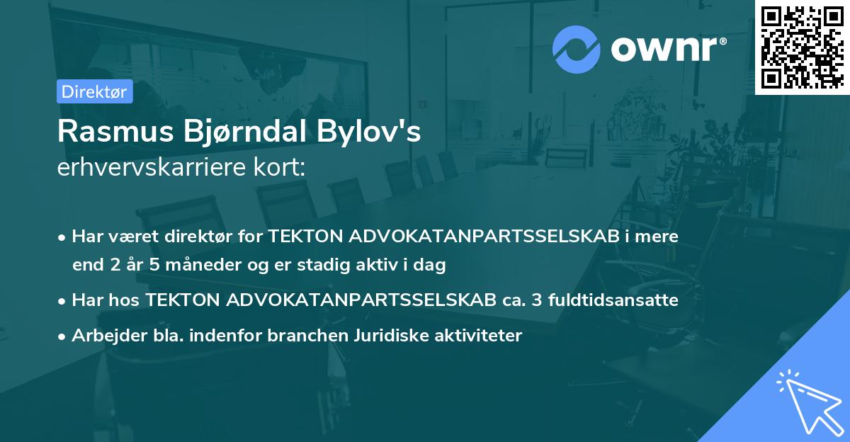 Rasmus Bjørndal Bylov's erhvervskarriere kort