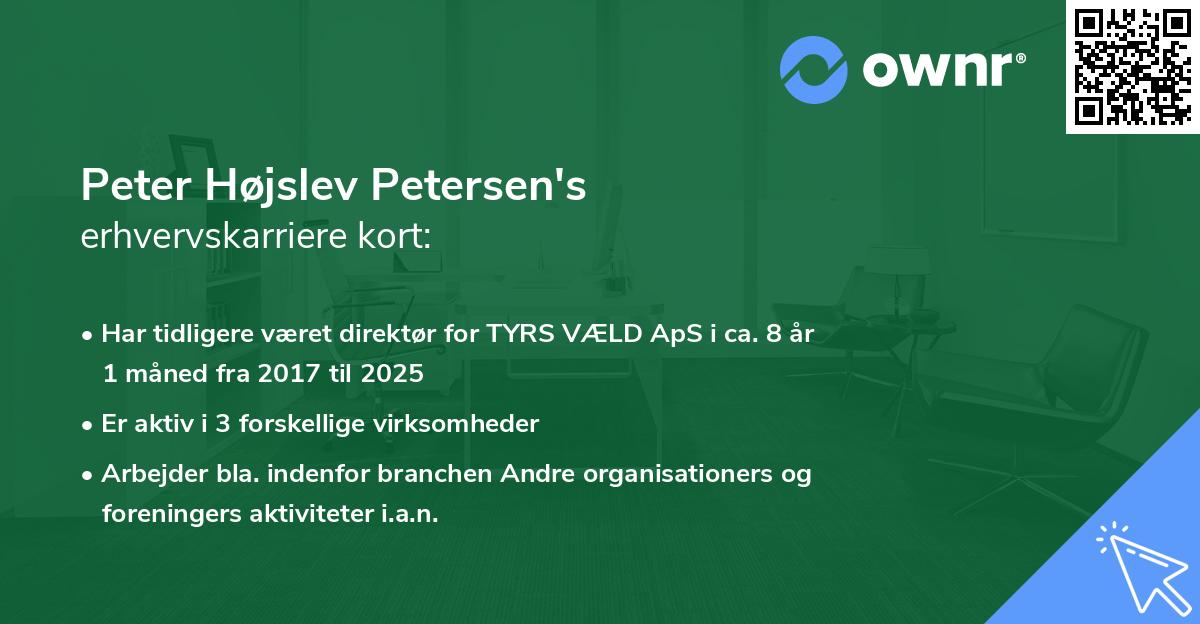 Peter Højslev Petersen's erhvervskarriere kort