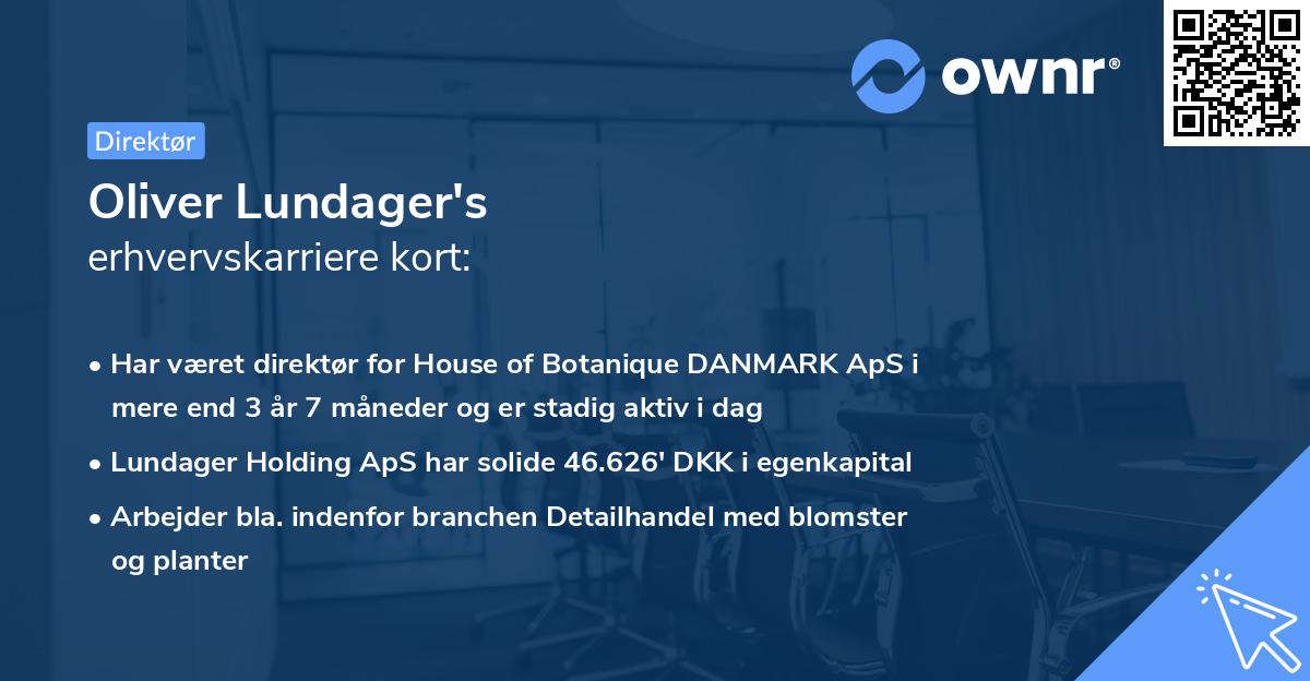 Oliver Lundager's erhvervskarriere kort