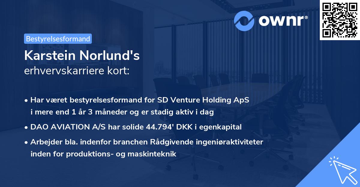 Karstein Norlund's erhvervskarriere kort