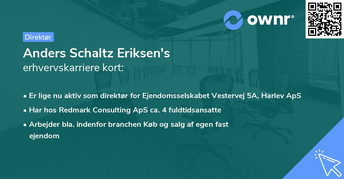Anders Schaltz Eriksen's erhvervskarriere kort