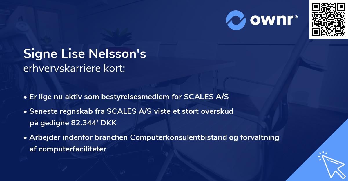 Signe Lise Nelsson's erhvervskarriere kort