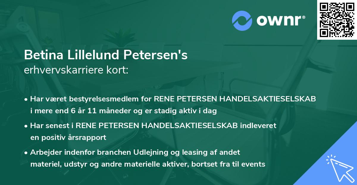 Betina Lillelund Petersen's erhvervskarriere kort