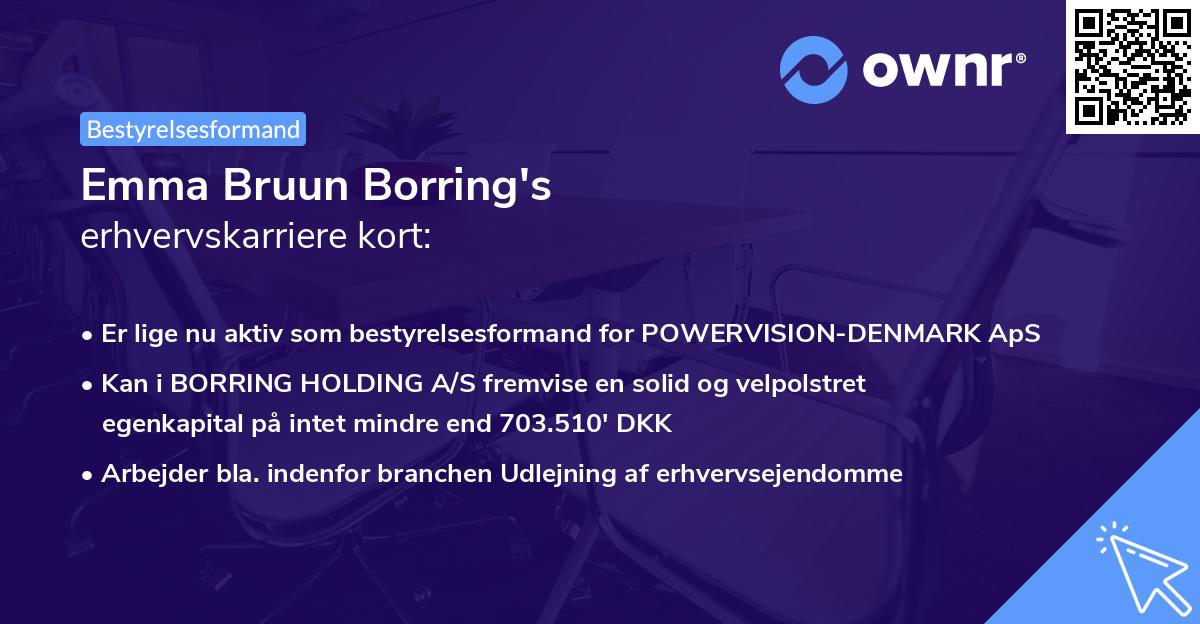Emma Bruun Borring's erhvervskarriere kort