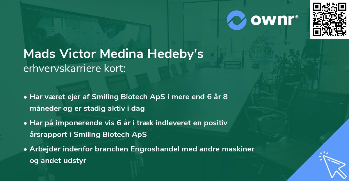 Mads Victor Medina Hedeby's erhvervskarriere kort