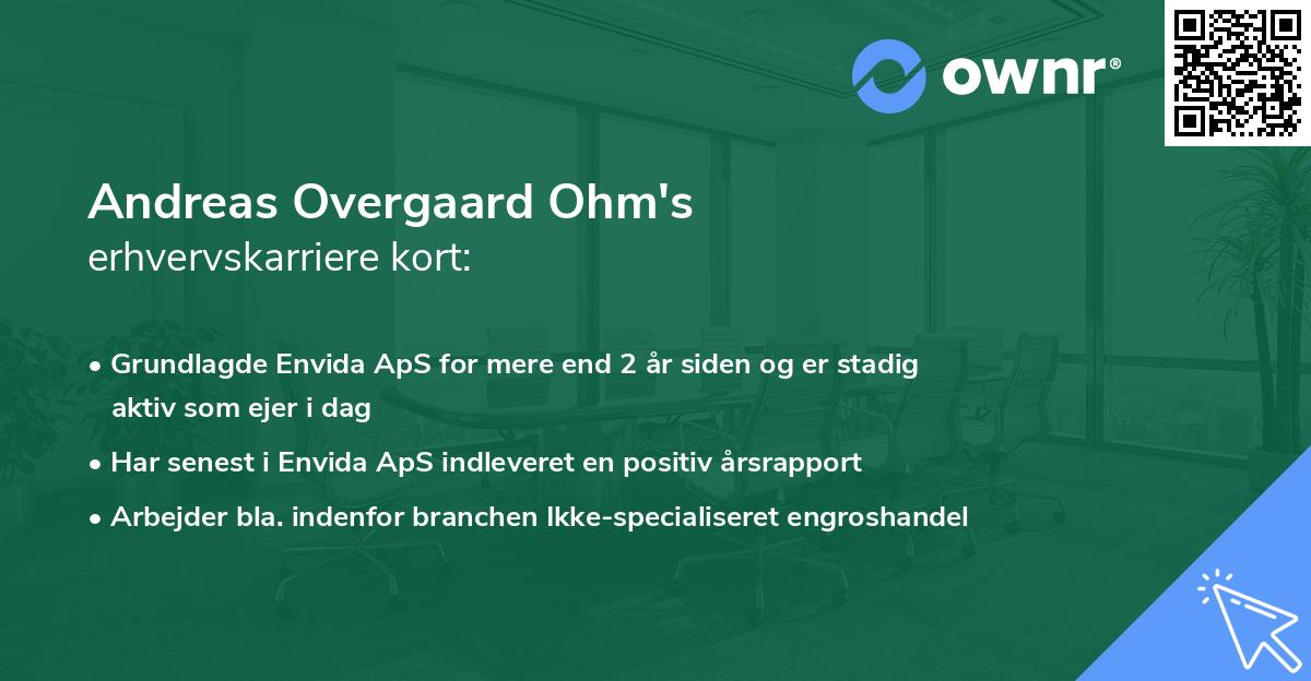 Andreas Overgaard Ohm's erhvervskarriere kort