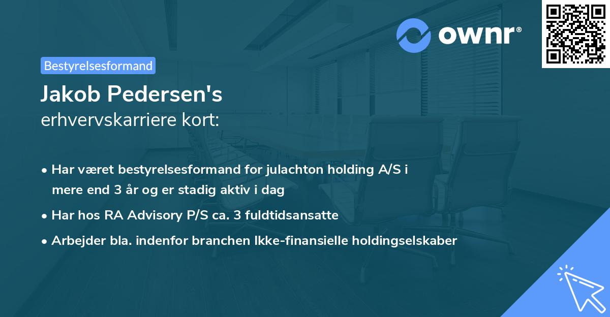 Jakob Pedersen's erhvervskarriere kort