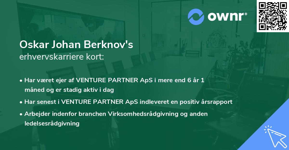 Oskar Johan Berknov's erhvervskarriere kort