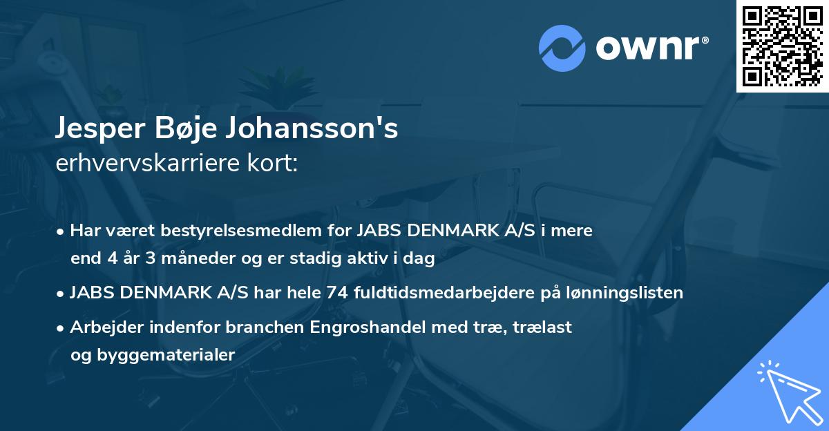 Jesper Bøje Johansson's erhvervskarriere kort