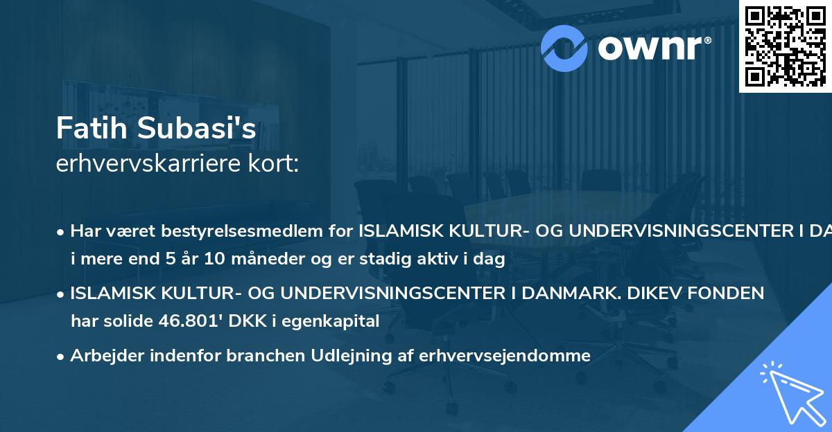 Fatih Subasi's erhvervskarriere kort