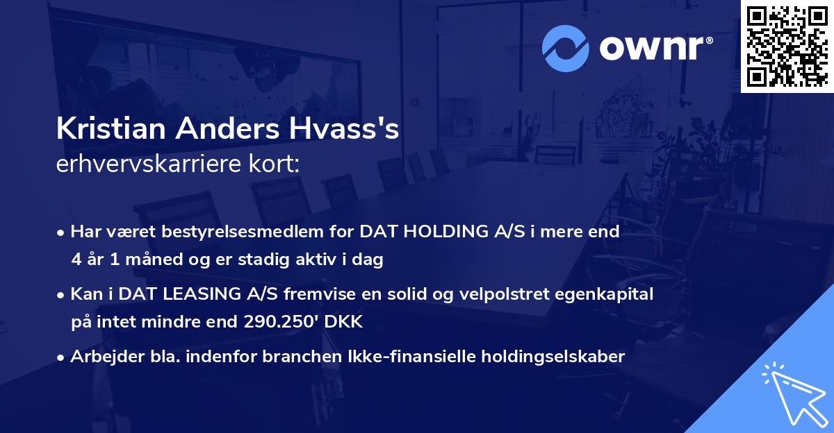 Kristian Anders Hvass's erhvervskarriere kort