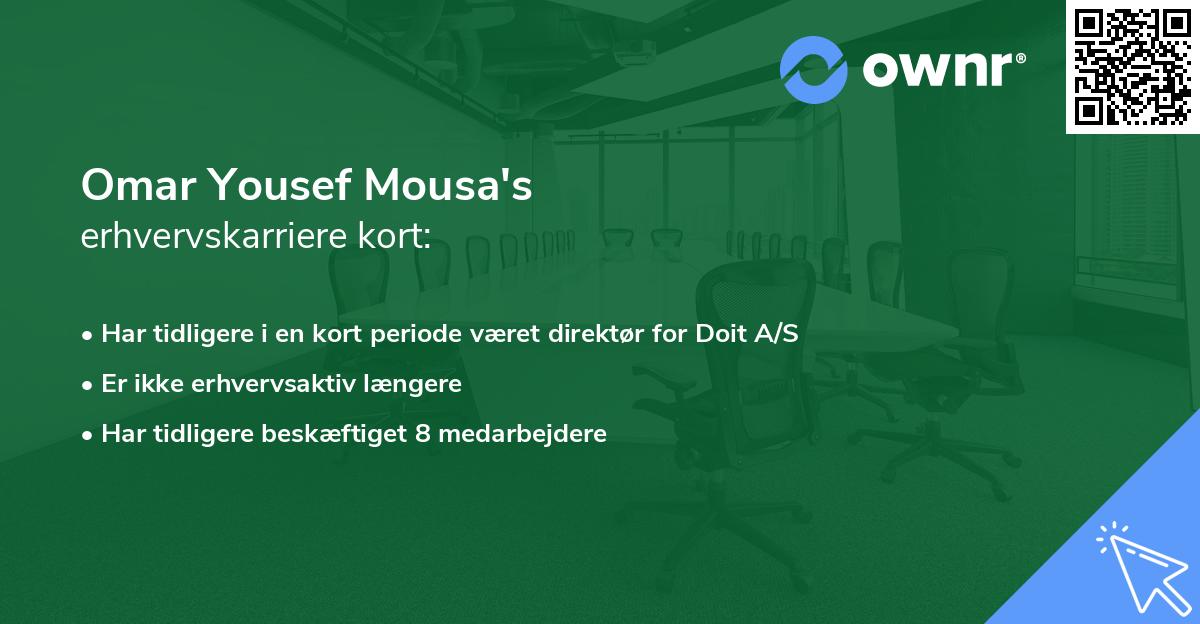 Omar Yousef Mousa's erhvervskarriere kort