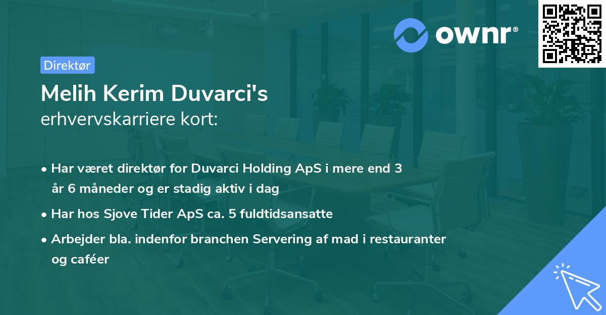 Melih Kerim Duvarci's erhvervskarriere kort