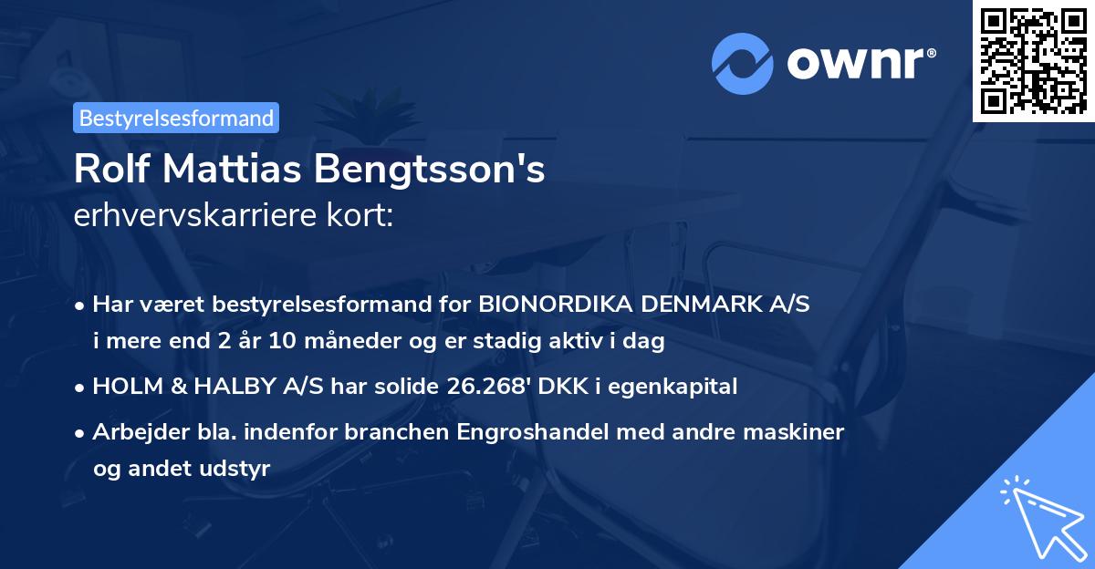 Rolf Mattias Bengtsson's erhvervskarriere kort