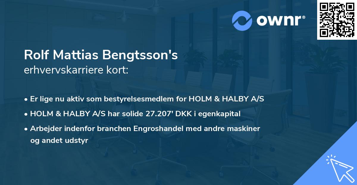 Rolf Mattias Bengtsson's erhvervskarriere kort