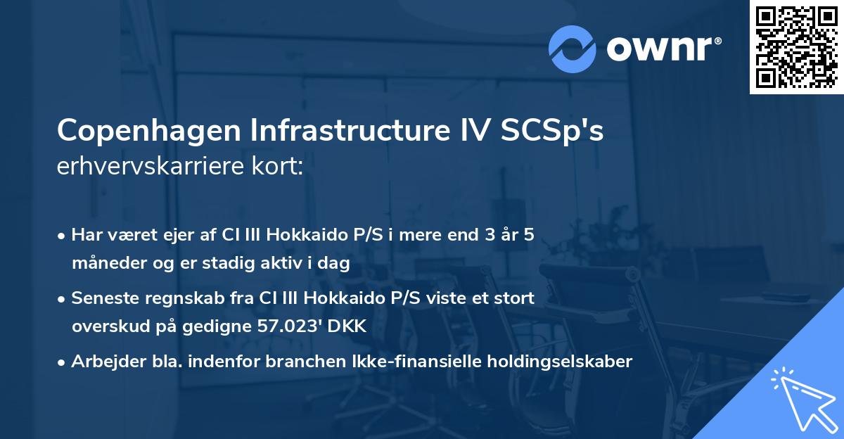 Copenhagen Infrastructure IV SCSp's erhvervskarriere kort