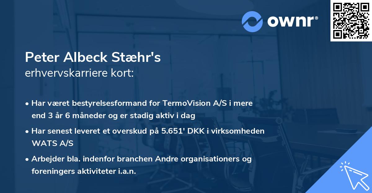 Peter Albeck Stæhr's erhvervskarriere kort