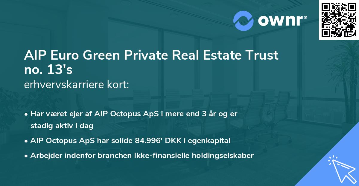 AIP Euro Green Private Real Estate Trust no. 13's erhvervskarriere kort