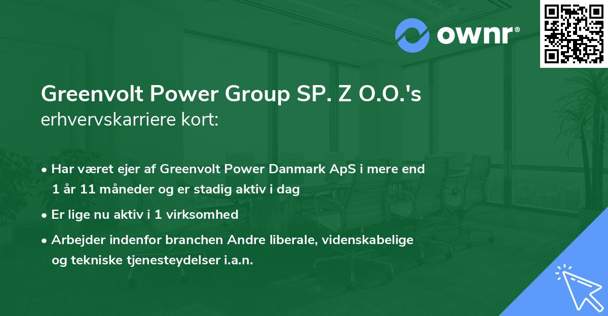 Greenvolt Power Group SP. Z O.O.'s erhvervskarriere kort