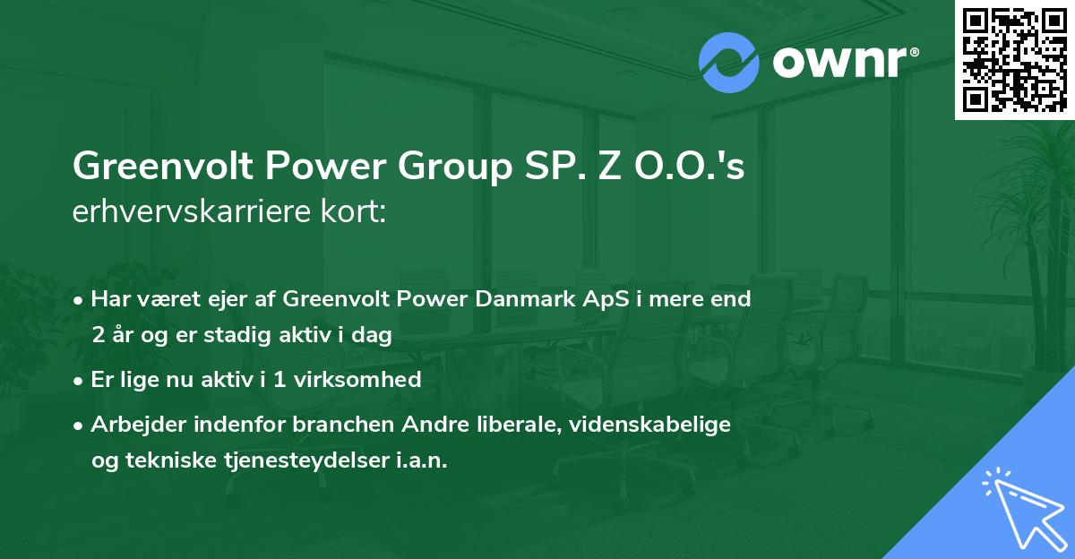 Greenvolt Power Group SP. Z O.O.'s erhvervskarriere kort