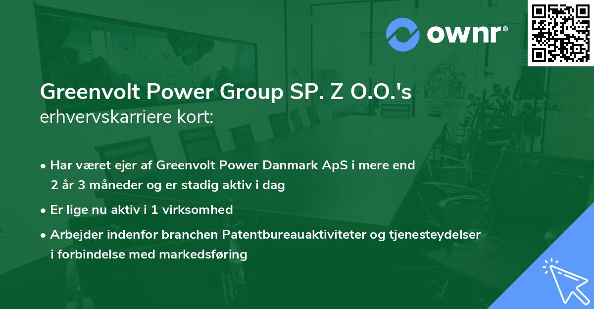 Greenvolt Power Group SP. Z O.O.'s erhvervskarriere kort