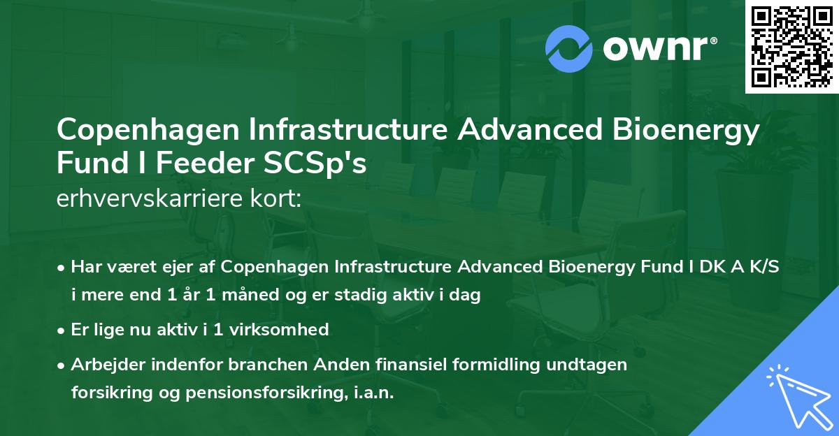 Copenhagen Infrastructure Advanced Bioenergy Fund I Feeder SCSp's erhvervskarriere kort