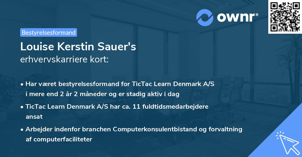 Louise Kerstin Sauer's erhvervskarriere kort