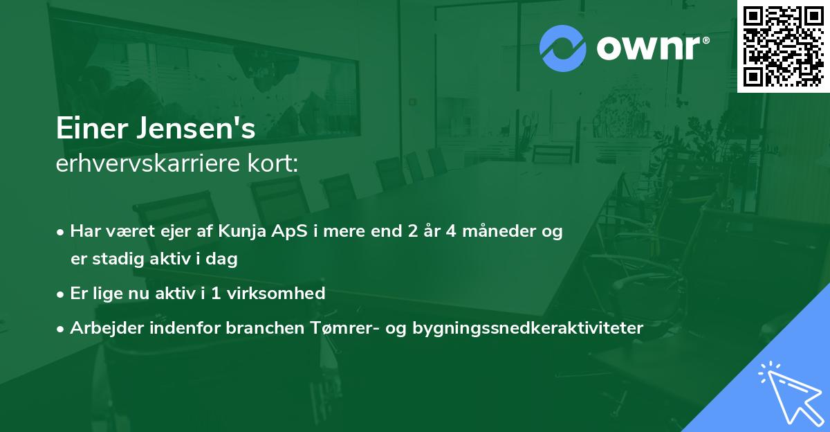 Einer Jensen's erhvervskarriere kort