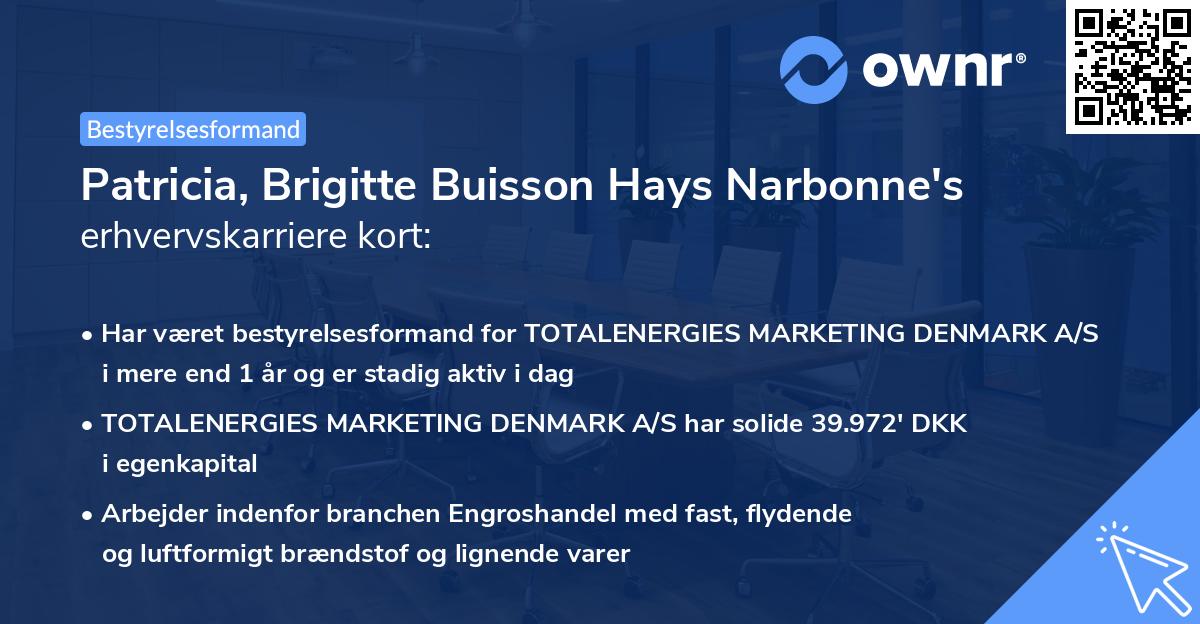 Patricia, Brigitte Buisson Hays Narbonne's erhvervskarriere kort