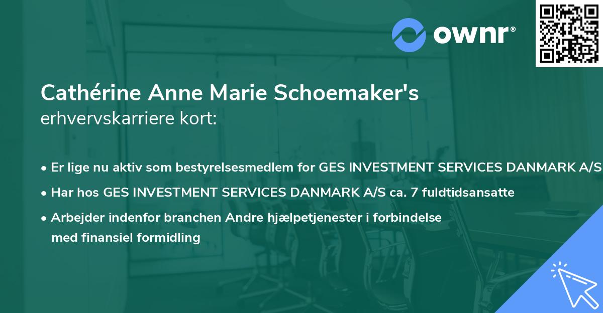 Cathérine Anne Marie Schoemaker's erhvervskarriere kort