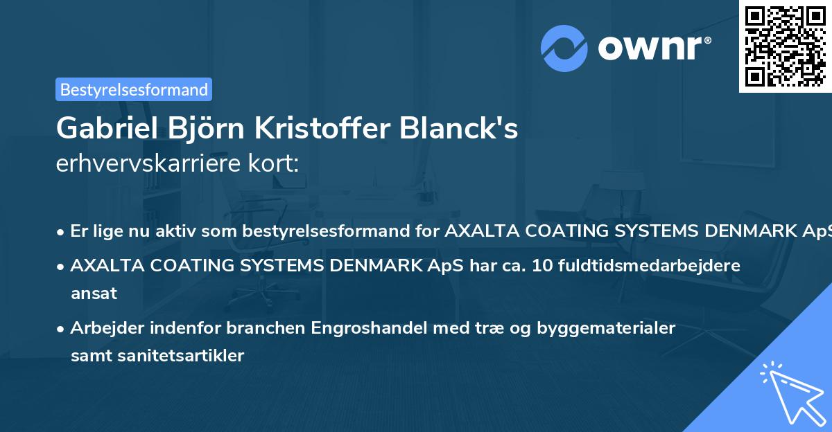 Gabriel Björn Kristoffer Blanck's erhvervskarriere kort