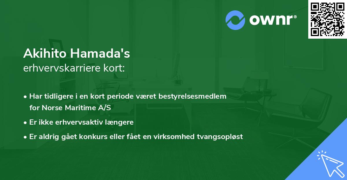 Akihito Hamada's erhvervskarriere kort
