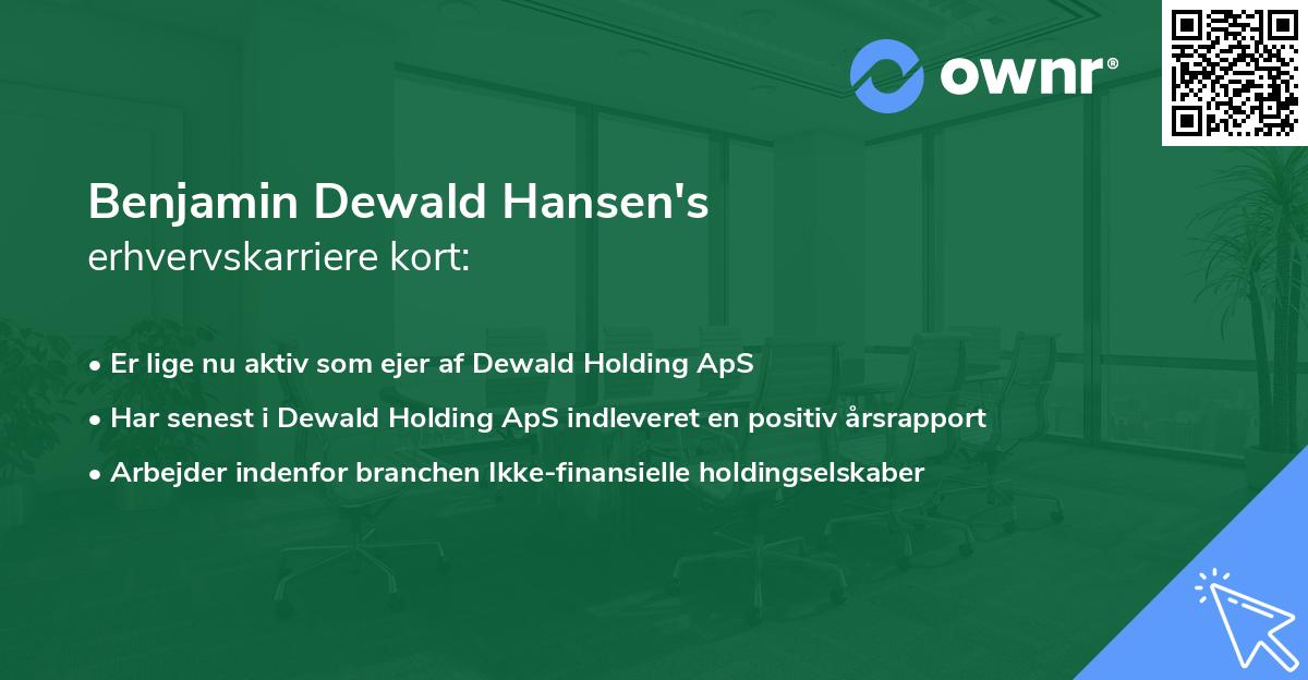 Benjamin Dewald Hansen's erhvervskarriere kort