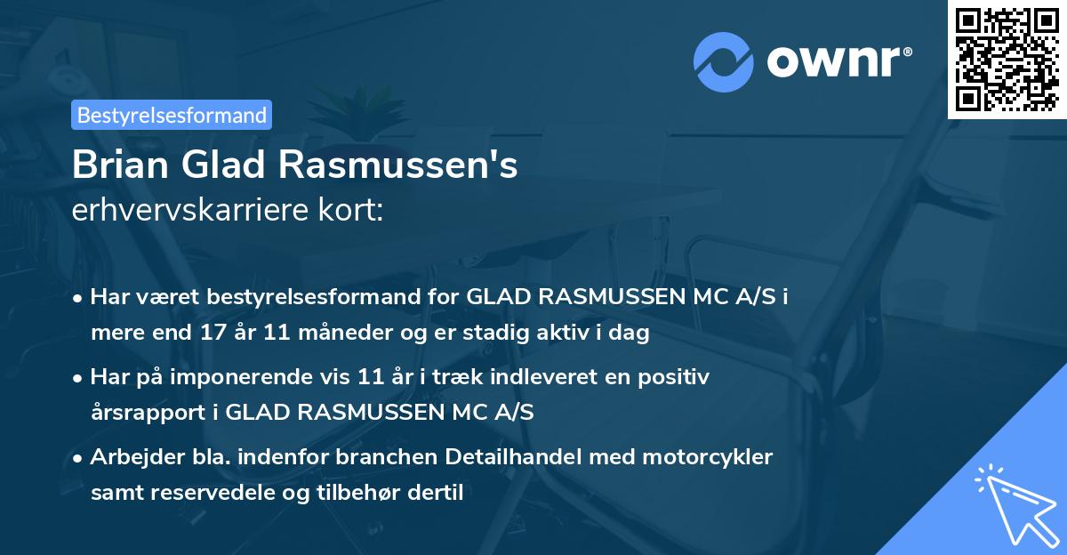 Brian Glad Rasmussen's erhvervskarriere kort