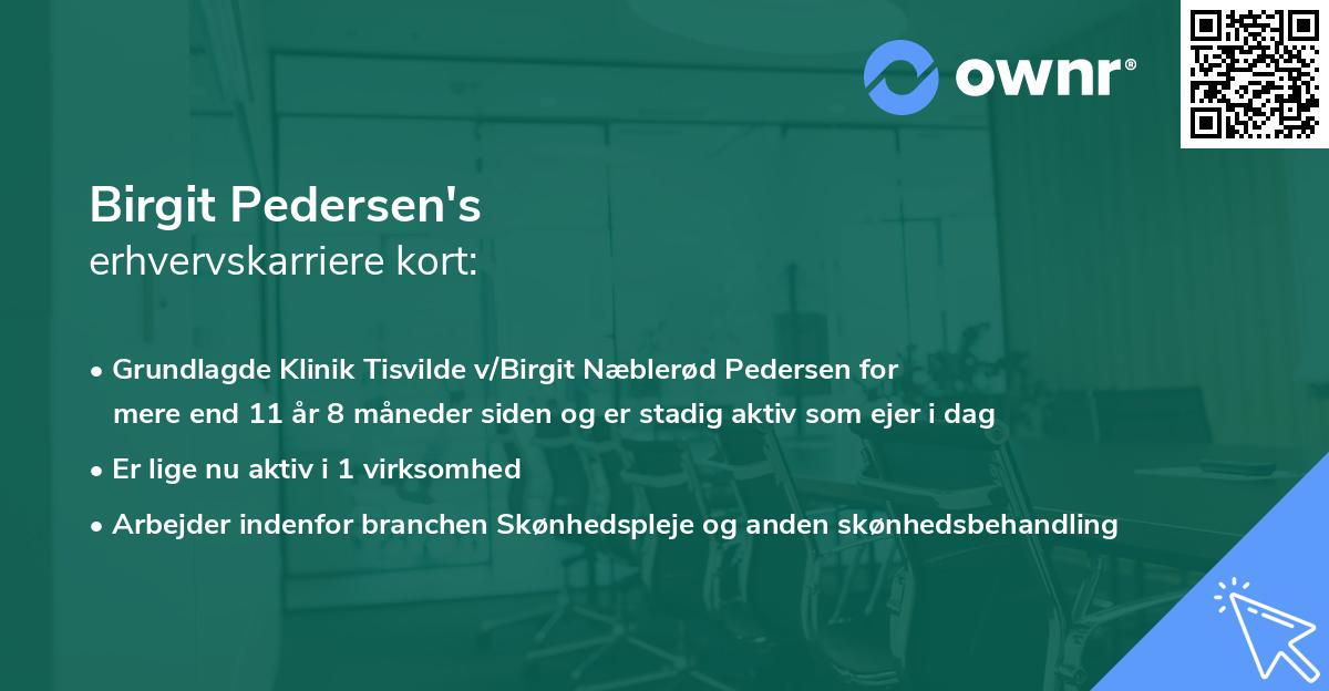 Birgit Pedersen's erhvervskarriere kort