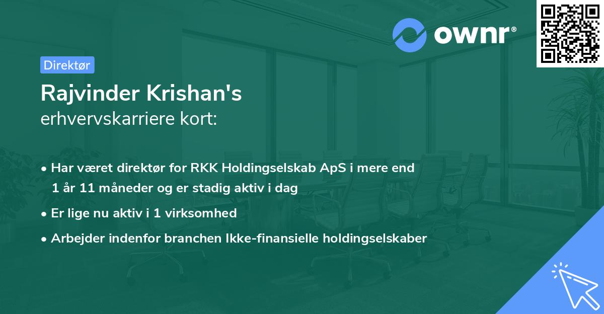 Rajvinder Krishan's erhvervskarriere kort