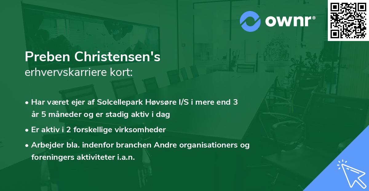 Preben Christensen's erhvervskarriere kort