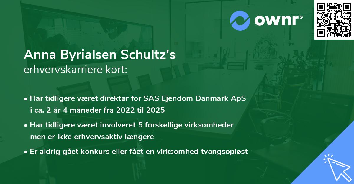 Anna Byrialsen Schultz's erhvervskarriere kort