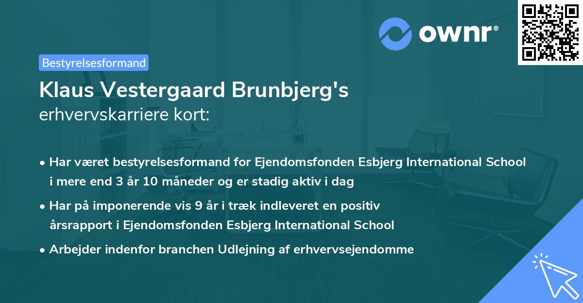 Klaus Vestergaard Brunbjerg's erhvervskarriere kort
