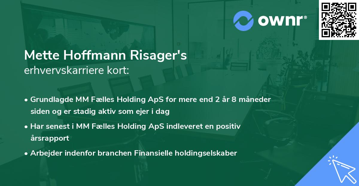 Mette Hoffmann Risager's erhvervskarriere kort