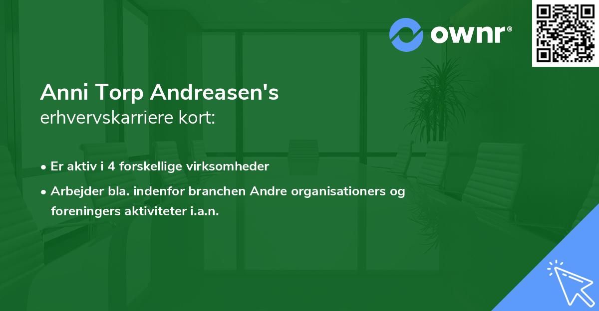 Anni Torp Andreasen's erhvervskarriere kort