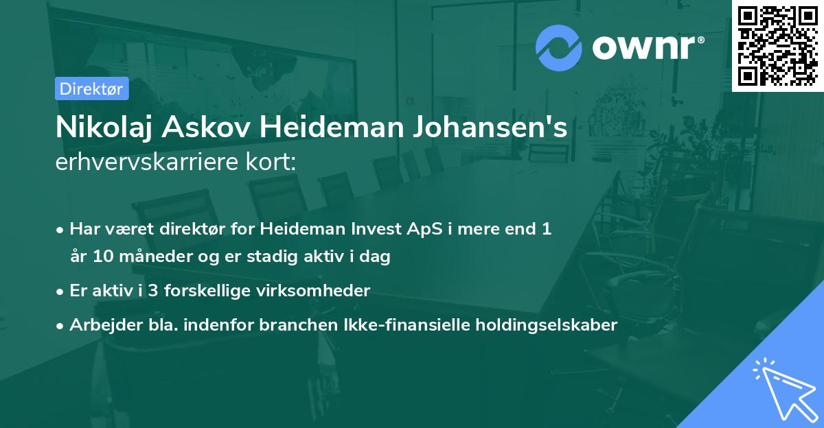 Nikolaj Askov Heideman Johansen's erhvervskarriere kort